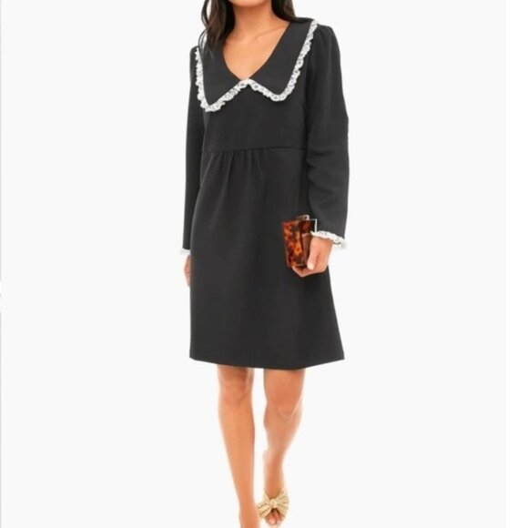 Tuckernuck Black Saxby Dress Long Sleeve Knee Length Dress w/ Lace Trim Size S - Picture 1 of 7